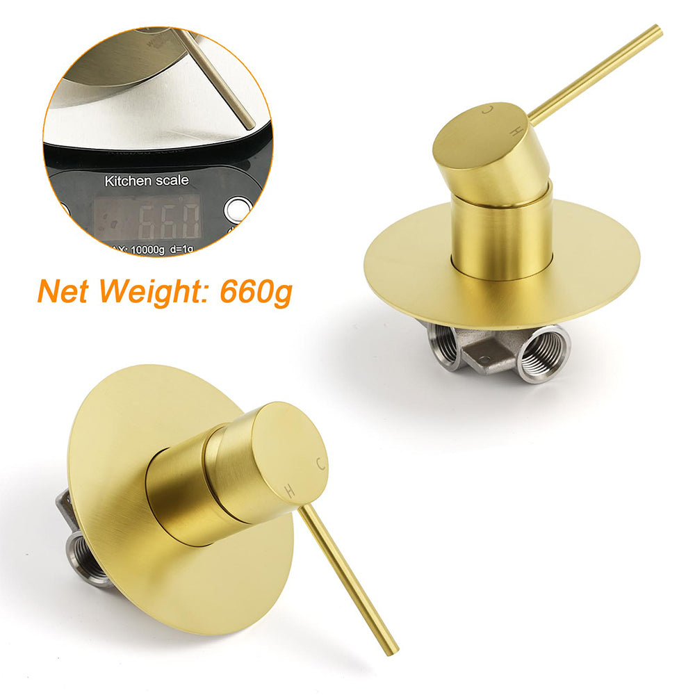 Watermark Brushed Gold Round Bathroom Shower Hot Cold Mixer Ceramic Cartridge OZ V1233-KRD201G