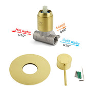 Watermark Brushed Gold Round Bathroom Shower Hot Cold Mixer Ceramic Cartridge OZ V1233-KRD201G
