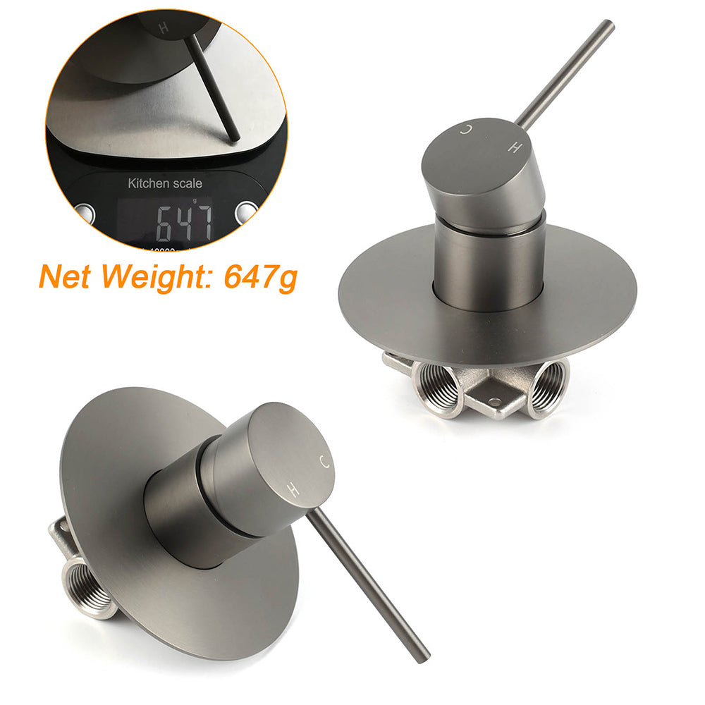 Watermark Gun Metal Grey Round Bathroom Shower Hot Cold Mixer Ceramic Cartridge V1233-KRD201GM