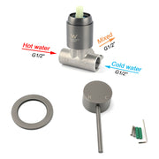 Gun Metal Round Small Face Wall Shower Mixer Hot Cold Bath Tap Valve Cartridge V1233-KRD201GM60