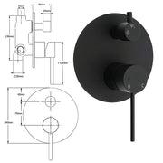 Stainless Steel Black Round Shower Mixer Diverter Lead Free Healthy For Bath Set V1233-KRD202B