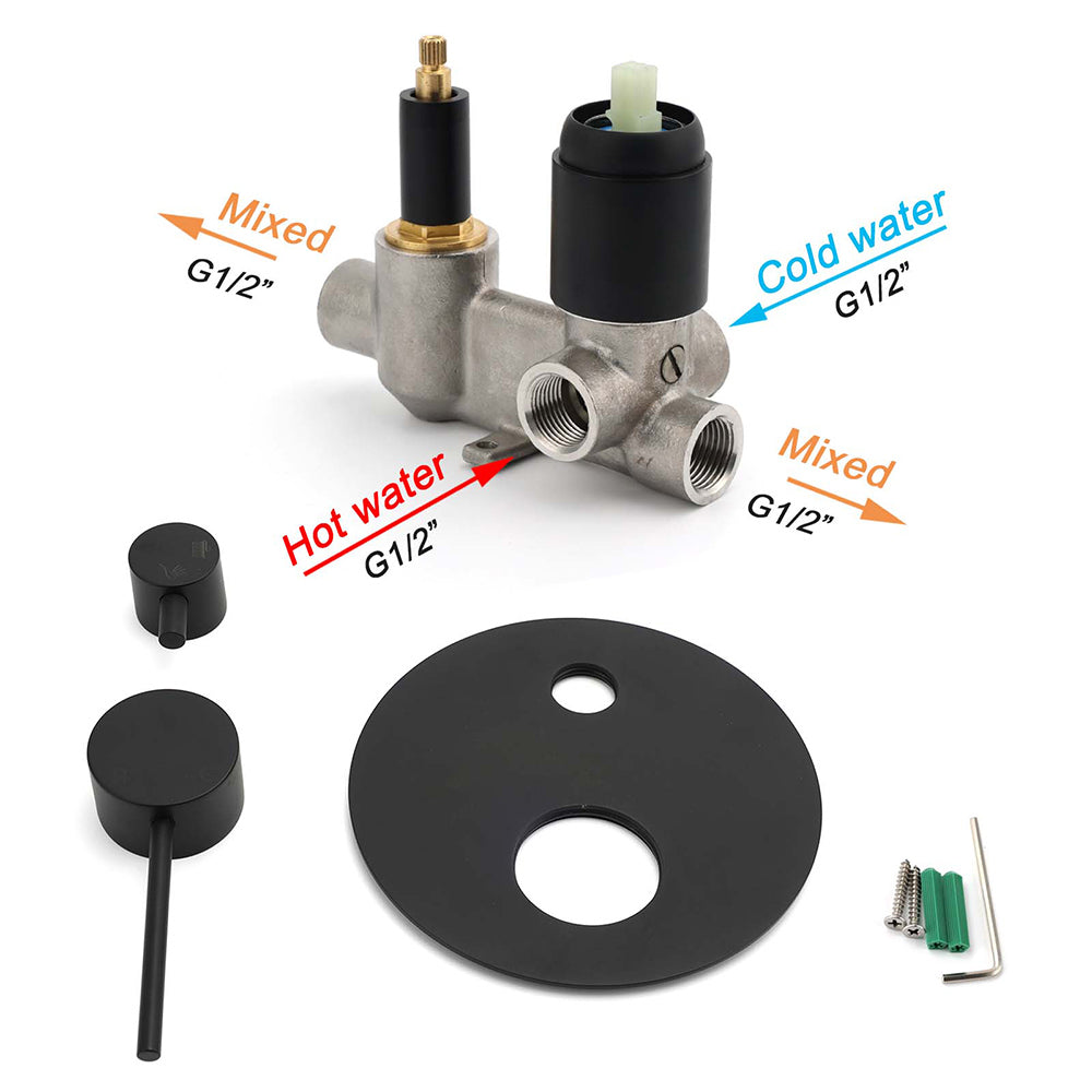 Stainless Steel Black Round Shower Mixer Diverter Lead Free Healthy For Bath Set V1233-KRD202B