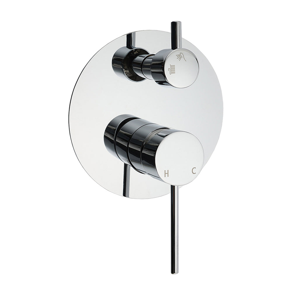 OZ Chrome Round Stainless Steel Shower Mixer 2 Way Switch Diverter For Bath Set V1233-KRD202CR
