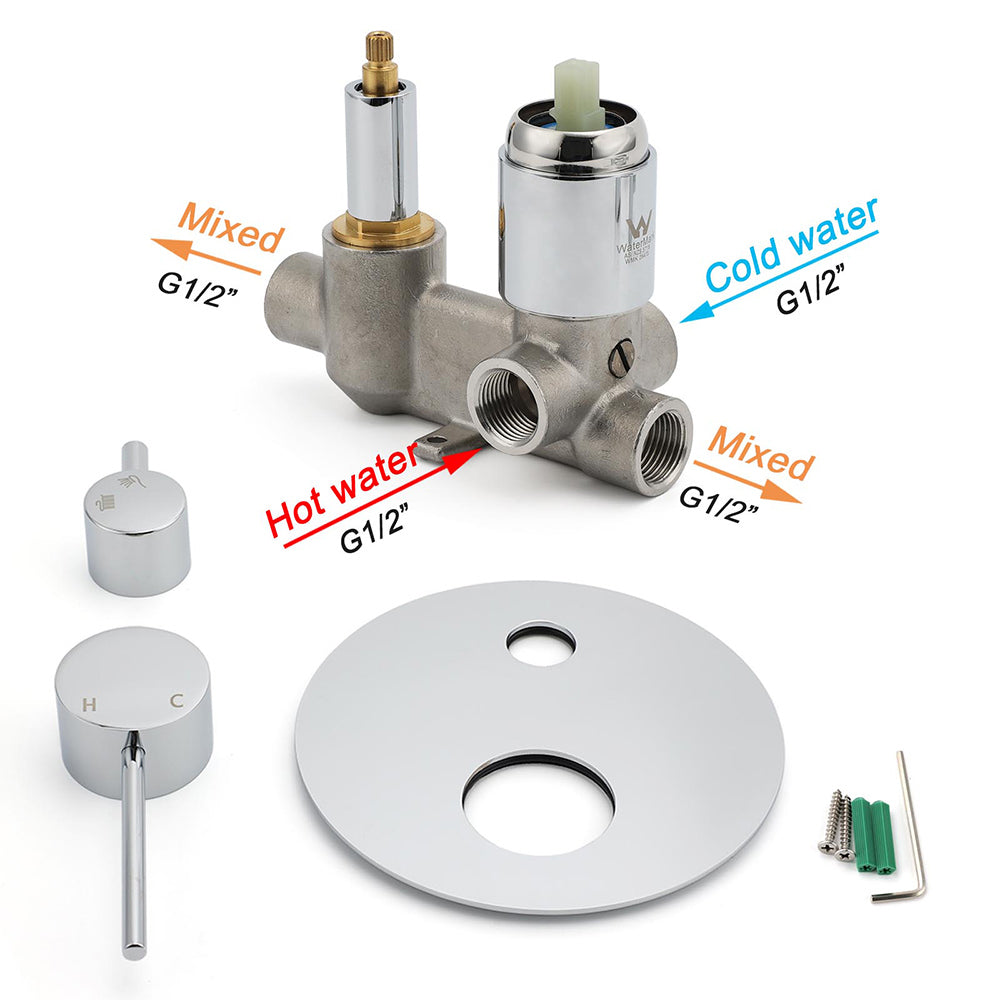 OZ Chrome Round Stainless Steel Shower Mixer 2 Way Switch Diverter For Bath Set V1233-KRD202CR