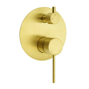 Brushed Gold Round Shower Mixer 2 Way Diverter For Bath Twin Shower Watermark V1233-KRD202G