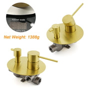 Brushed Gold Round Shower Mixer 2 Way Diverter For Bath Twin Shower Watermark V1233-KRD202G