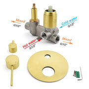 Brushed Gold Round Shower Mixer 2 Way Diverter For Bath Twin Shower Watermark V1233-KRD202G