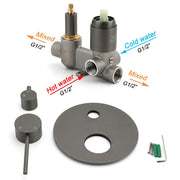 Gun Metal Gray Round Shower Mixer 2 Way Diverter For Bath Twin Shower Watermark V1233-KRD202GM
