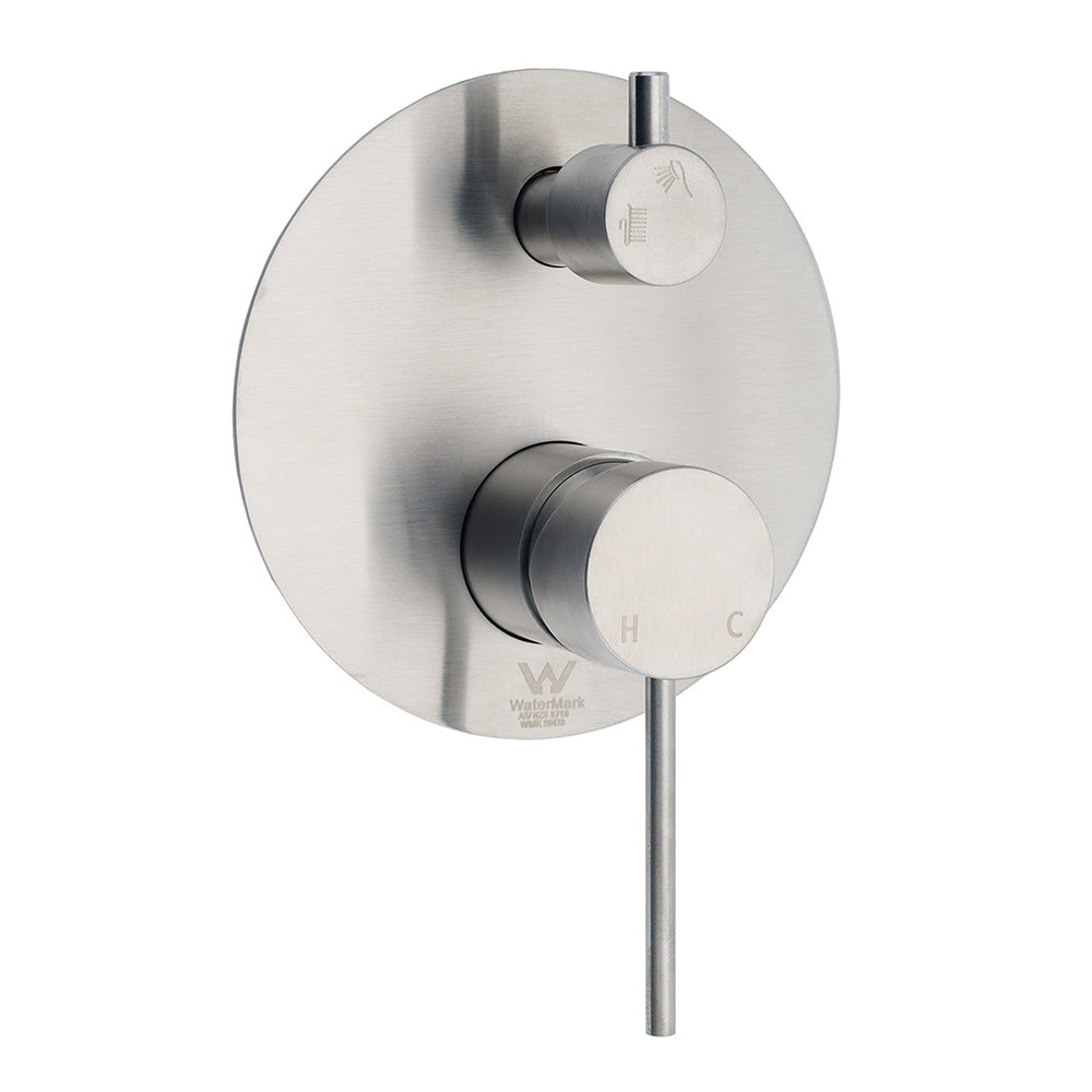 AU Round Stainless Steel Shower Mixer Diverter Brushed Nickel For Bathroom Sets V1233-KRD202N