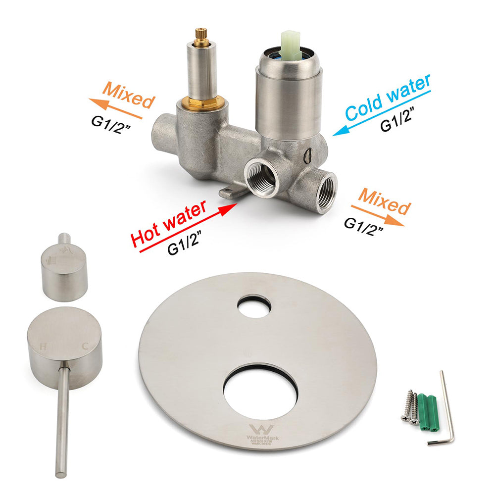 AU Round Stainless Steel Shower Mixer Diverter Brushed Nickel For Bathroom Sets V1233-KRD202N