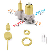 Concealed Round Brushed Gold Wall Shower Mixer 2 Way Diverter Valve For Bathroom V1233-KRD204G