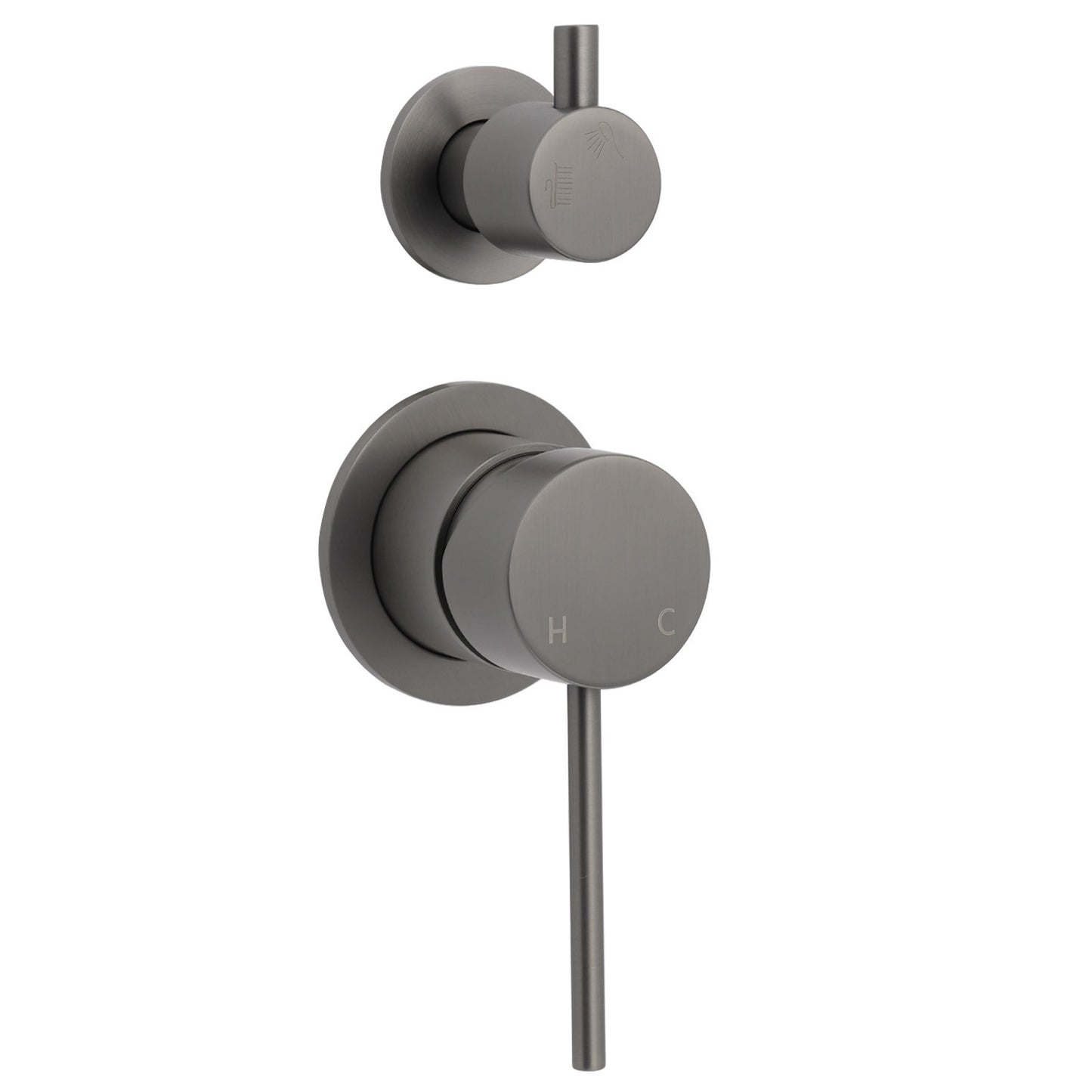 Small Face Gun Metal Gray Round Shower Mixer 2 Way Switch Diverter For Combo Set V1233-KRD204GM