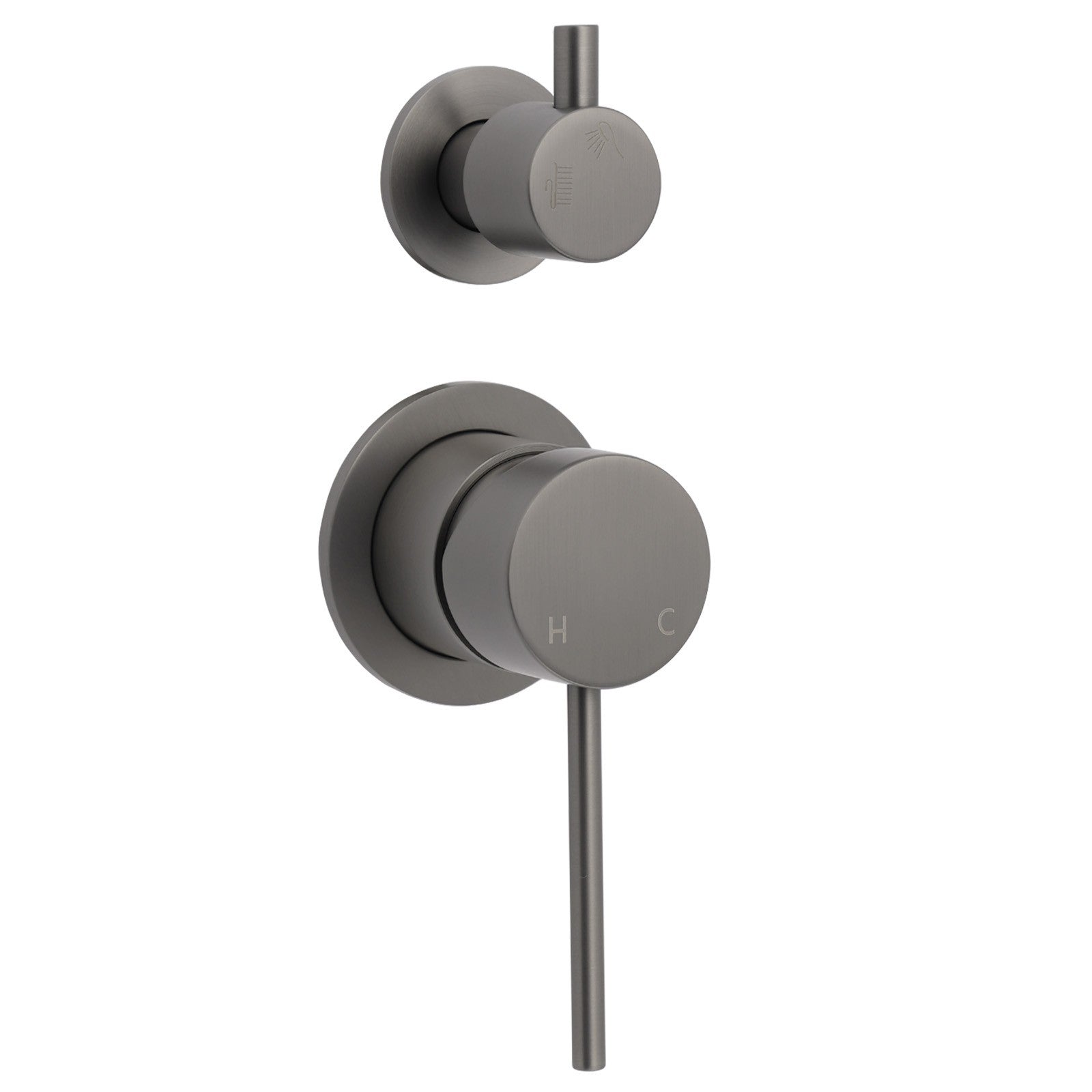Small Face Gun Metal Gray Round Shower Mixer 2 Way Switch Diverter For Combo Set V1233-KRD204GM