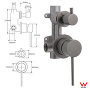 Small Face Gun Metal Gray Round Shower Mixer 2 Way Switch Diverter For Combo Set V1233-KRD204GM