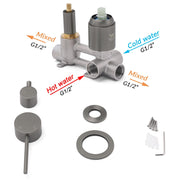 Small Face Gun Metal Gray Round Shower Mixer 2 Way Switch Diverter For Combo Set V1233-KRD204GM