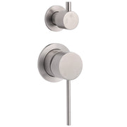 Brushed Nickel Round Bathroom Small Face Shower Mixer 2 Way Diverter Switch Set V1233-KRD204N