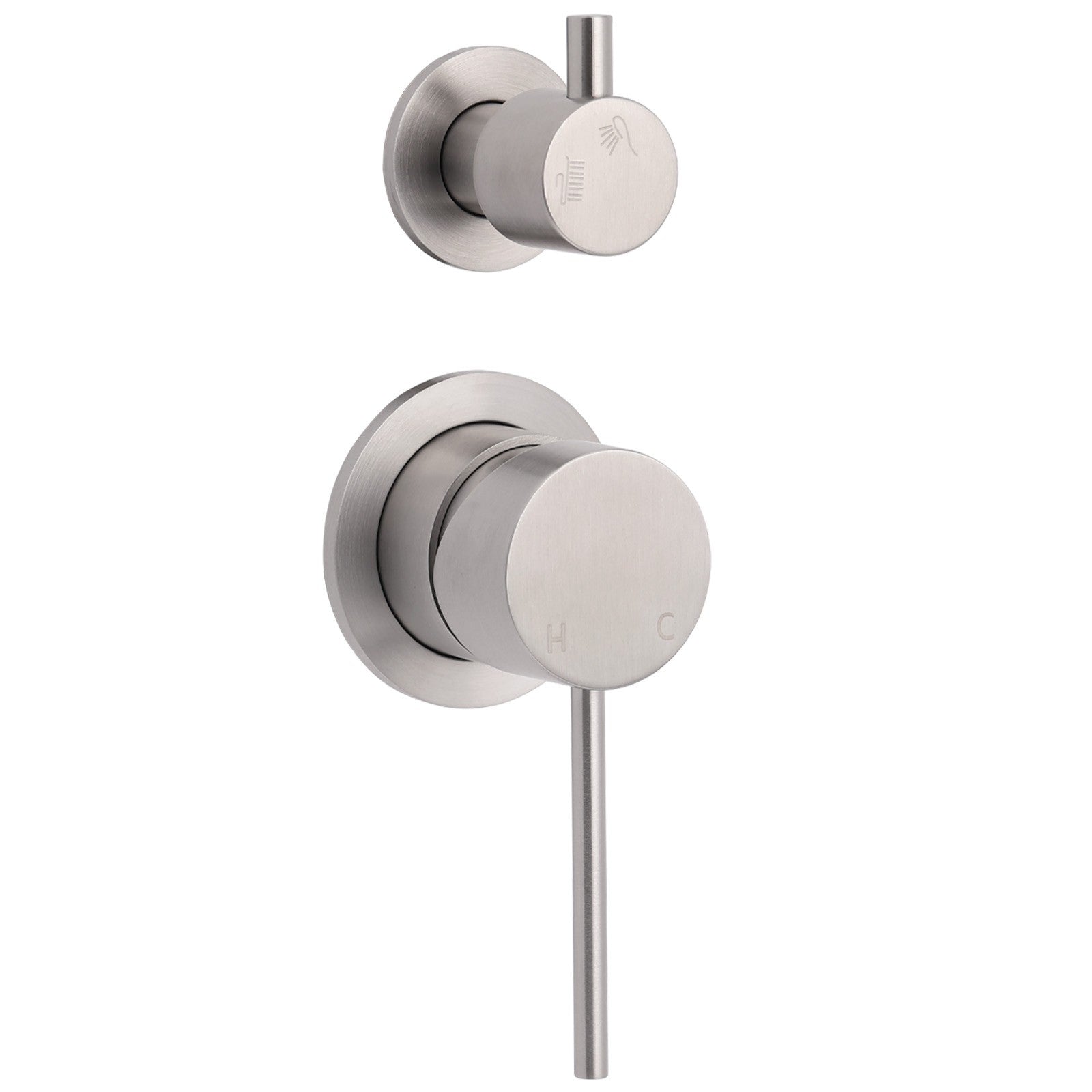 Brushed Nickel Round Bathroom Small Face Shower Mixer 2 Way Diverter Switch Set V1233-KRD204N