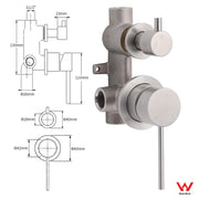 Brushed Nickel Round Bathroom Small Face Shower Mixer 2 Way Diverter Switch Set V1233-KRD204N