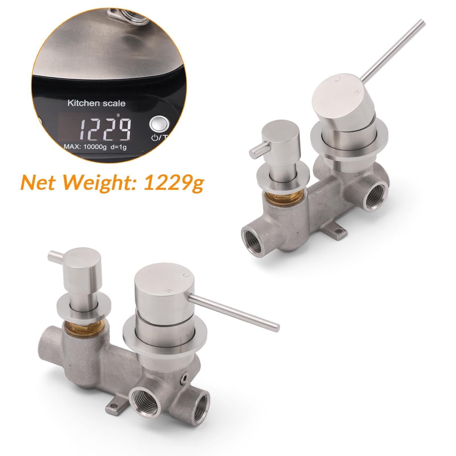 Brushed Nickel Round Bathroom Small Face Shower Mixer 2 Way Diverter Switch Set V1233-KRD204N
