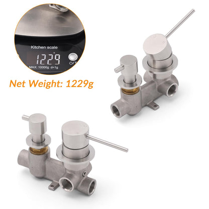 Brushed Nickel Round Bathroom Small Face Shower Mixer 2 Way Diverter Switch Set V1233-KRD204N