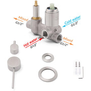 Brushed Nickel Round Bathroom Small Face Shower Mixer 2 Way Diverter Switch Set V1233-KRD204N