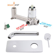 WELS Chrome Round Wall Mounted Basin Vanity Mixer Bath Tub Bubble Faucet Spout V1233-KRD301ACR