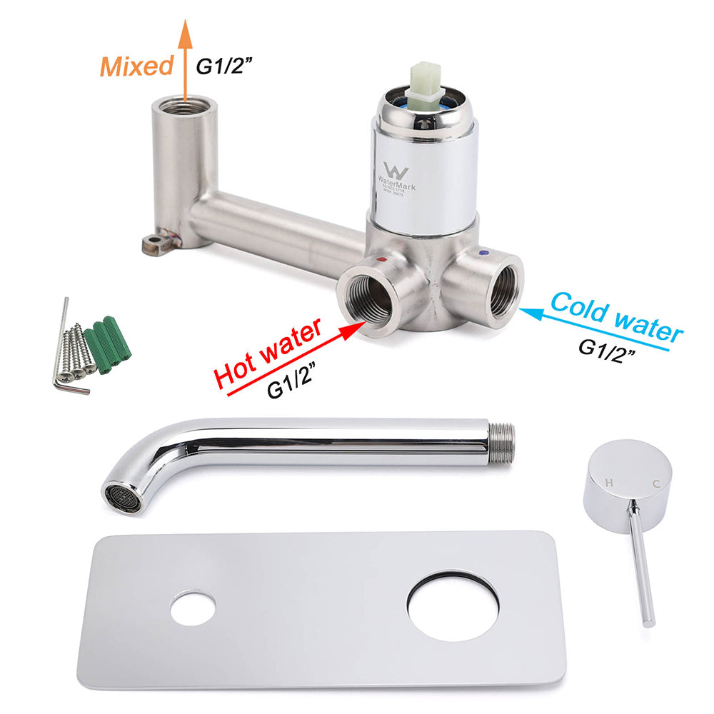 WELS Chrome Round Wall Mounted Basin Vanity Mixer Bath Tub Bubble Faucet Spout V1233-KRD301ACR