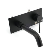 Matt Black Round Basin Mixer Bathtub Wall Mounted Faucet Tap Laundry Spout Set V1233-KRD301B