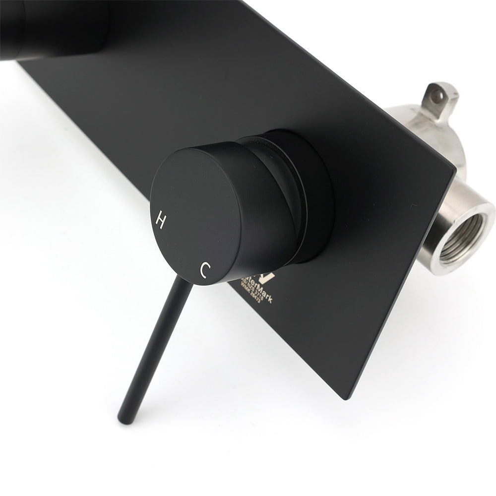 Matt Black Round Basin Mixer Bathtub Wall Mounted Faucet Tap Laundry Spout Set V1233-KRD301B
