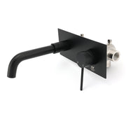 Matt Black Round Basin Mixer Bathtub Wall Mounted Faucet Tap Laundry Spout Set V1233-KRD301B