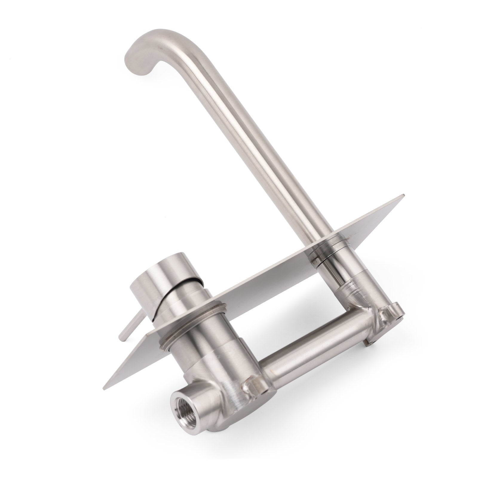 WELS Round Wall Mounted Basin Vanity Mixer Bath Tub Faucet Spout Brushed Nickel V1233-KRD301N