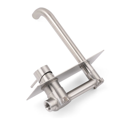 WELS Round Wall Mounted Basin Vanity Mixer Bath Tub Faucet Spout Brushed Nickel V1233-KRD301N