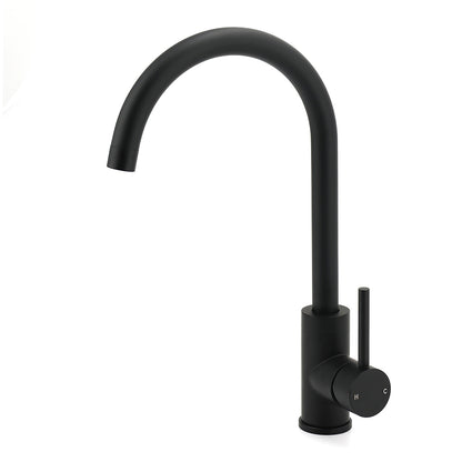 WELS Black Kitchen Sink Mixer Laundry Faucet Tapware 360 degrees Swivel Gooseneck Spout V1233-KRD501B
