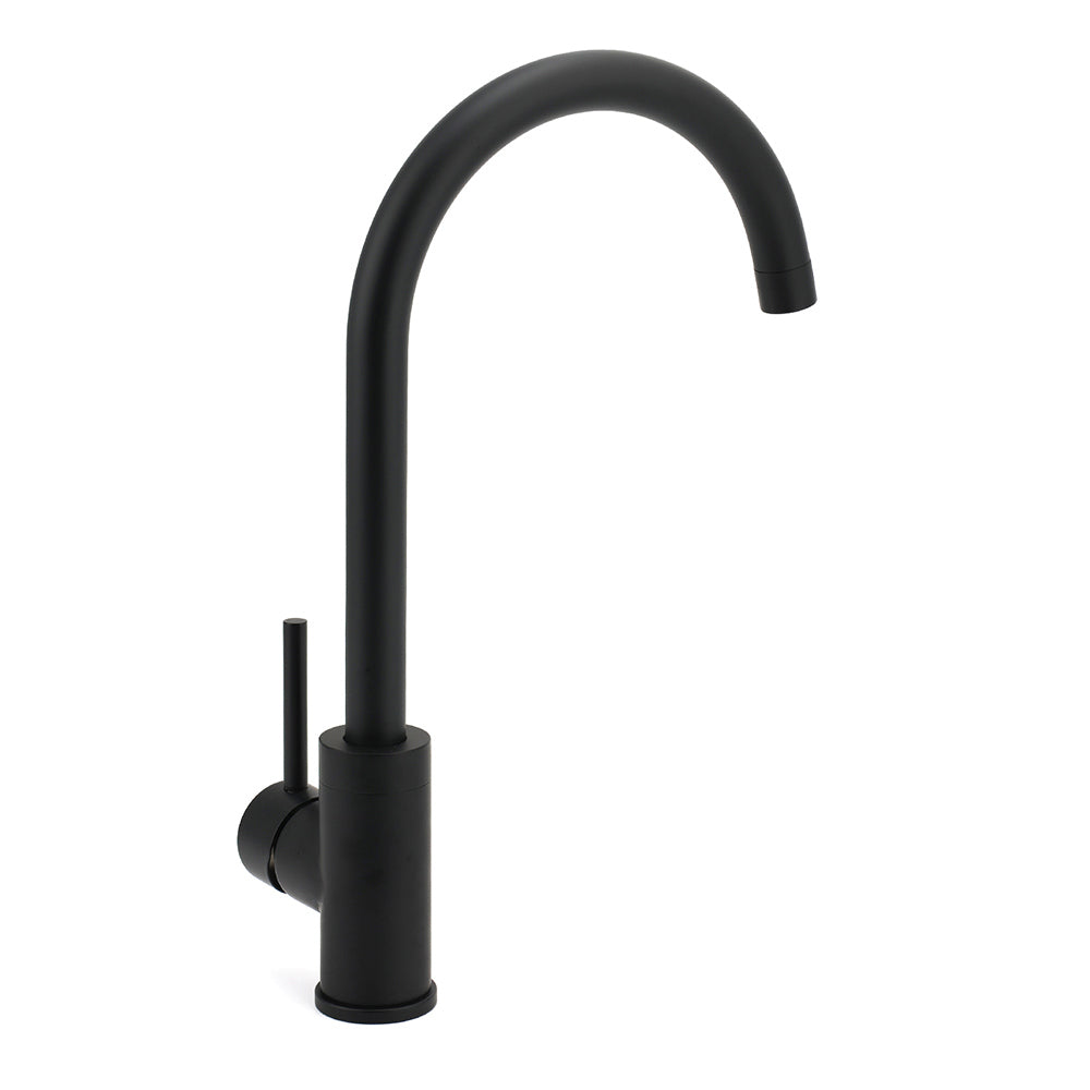WELS Black Kitchen Sink Mixer Laundry Faucet Tapware 360 degrees Swivel Gooseneck Spout V1233-KRD501B