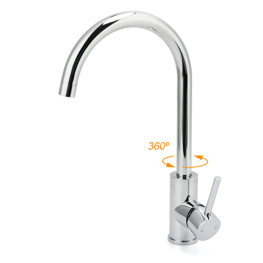WELS Chrome Kitchen Laundry Swivel Sink Mixer Faucet Tap Spout Stainless Steel V1233-KRD501CR