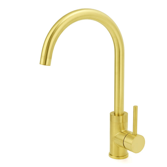 Brushed Gold Round Kitchen Mixer Sink Tap 360 degrees Swivel Laundry Basin Faucet Spout V1233-KRD501G