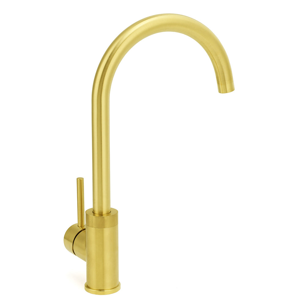Brushed Gold Round Kitchen Mixer Sink Tap 360 degrees Swivel Laundry Basin Faucet Spout V1233-KRD501G