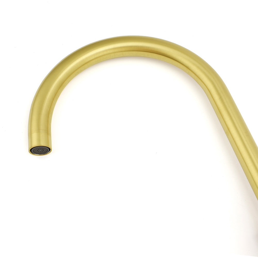 Brushed Gold Round Kitchen Mixer Sink Tap 360 degrees Swivel Laundry Basin Faucet Spout V1233-KRD501G