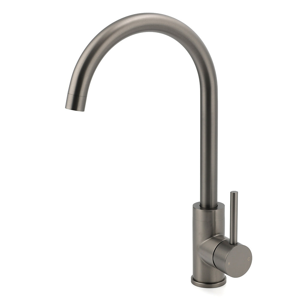 Gun Metal Round Kitchen Mixer Sink Tap 360 degrees Swivel Laundry Basin Faucet Spout Set V1233-KRD501GM