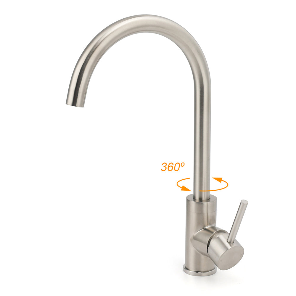 WELS Kitchen Laundry Swivel Sink Mixer Faucet Tap Spout Stainless Steel Brushed V1233-KRD501N