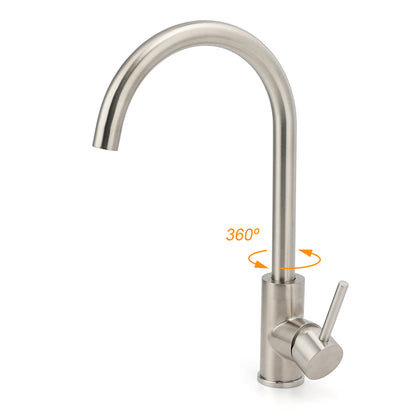 WELS Kitchen Laundry Swivel Sink Mixer Faucet Tap Spout Stainless Steel Brushed V1233-KRD501N