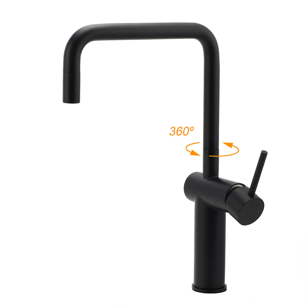 WELS Matt Black SUS Tall Kitchen Laundry 360o Swivel Sink Mixer Faucet Tap Spout V1233-KRD503B
