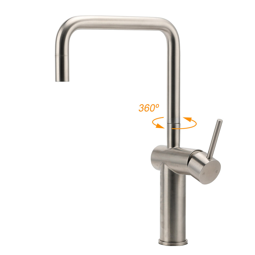 WELS 6L/m Kitchen Laundry 360o Swivel Sink Mixer Faucet Tap Spout Brushed Silver V1233-KRD503N