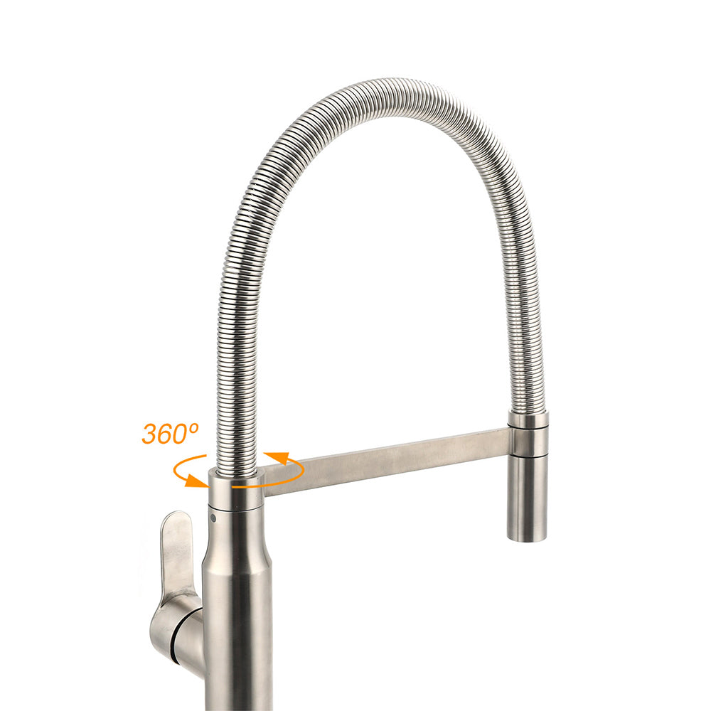 Brushed Nickel Kitchen Sink Basin Mixer 360 Swivel Faucet Tap Pull Out Spout SUS V1233-KRD506