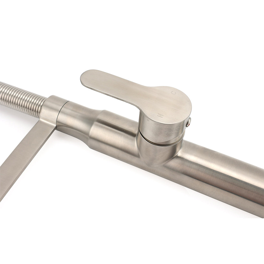 Brushed Nickel Kitchen Sink Basin Mixer 360 Swivel Faucet Tap Pull Out Spout SUS V1233-KRD506