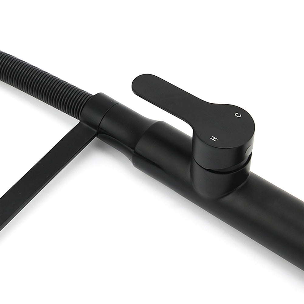 Matt Black Kitchen Sink Basin Mixer 360o Swivel Faucet Tap Pull Out Spout WELS V1233-KRD506B