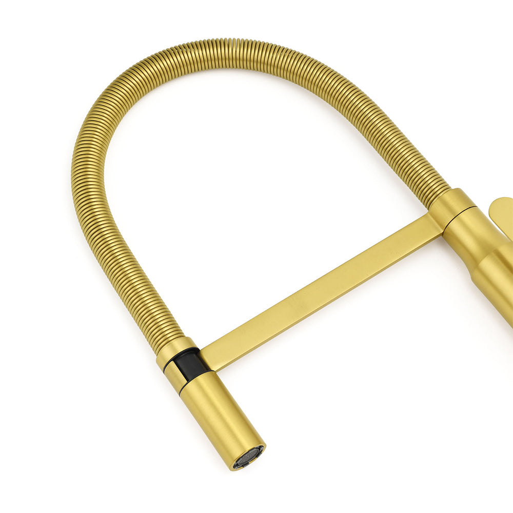 Brushed Gold Tall Kitchen Sink Basin Mixer 360o Swivel Faucet Tap Pull Out Spout V1233-KRD506G