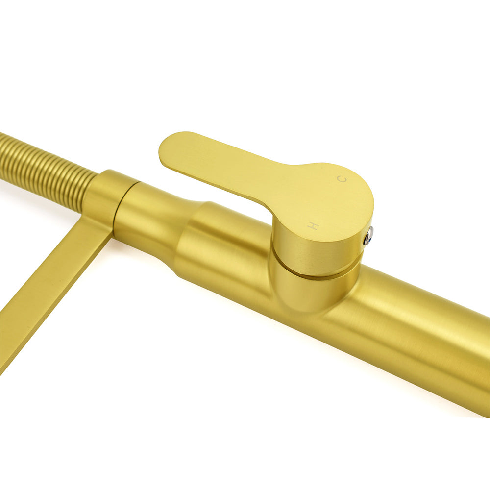 Brushed Gold Tall Kitchen Sink Basin Mixer 360o Swivel Faucet Tap Pull Out Spout V1233-KRD506G
