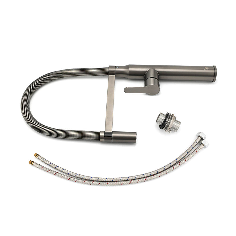 WELS Gun Metal Stainless Steel Pull Out Swivel Kitchen Mixer Sink Tap Spout Faucet V1233-KRD506GM