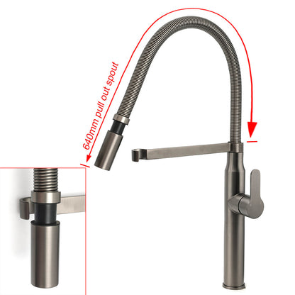WELS Gun Metal Stainless Steel Pull Out Swivel Kitchen Mixer Sink Tap Spout Faucet V1233-KRD506GM
